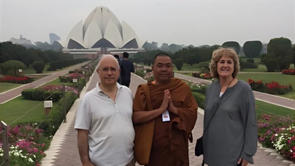 Manny and Janice with a Buddhist Monk from Burma (Myanmar) at the Baha’i temple