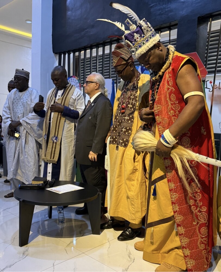 With religious and traditional leaders during our peacebuilding work in Enugu, Nigeria.