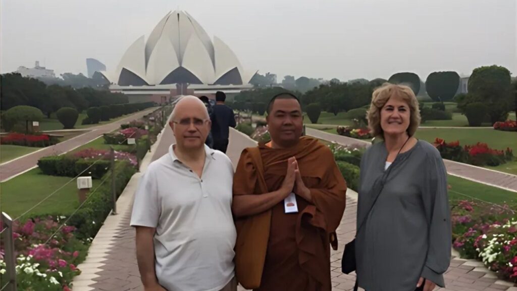 Manny and Janice with a Buddhist Monk from Burma (Myanmar) at the Baha’i temple